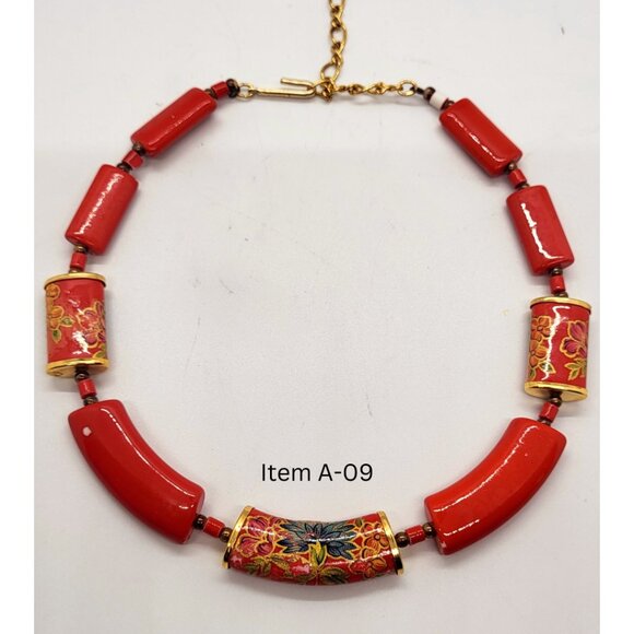 Orange/Gold Clasp Choker Necklace Item #A-09 - Picture 1 of 1
